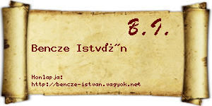 Bencze István névjegykártya