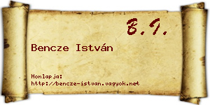 Bencze István névjegykártya